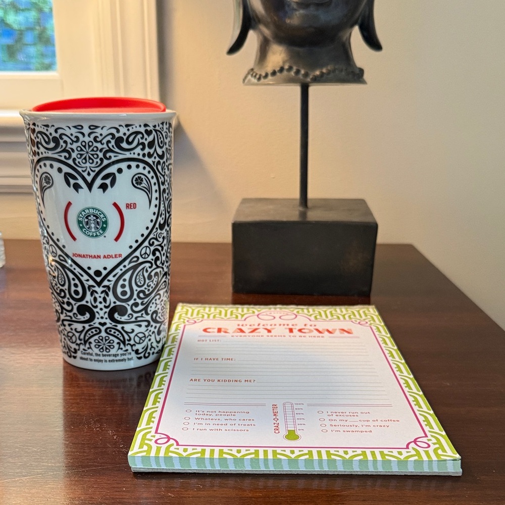 JONATHAN ADLER x STARBUCKS (Red) Travel Mug & List Pad Bundle